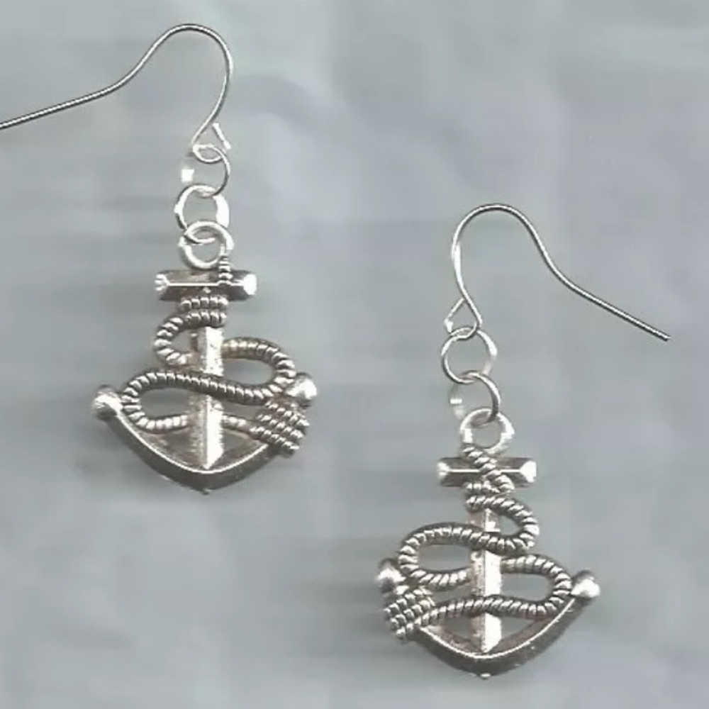 Anchor 925 sterling silver dangle earrings